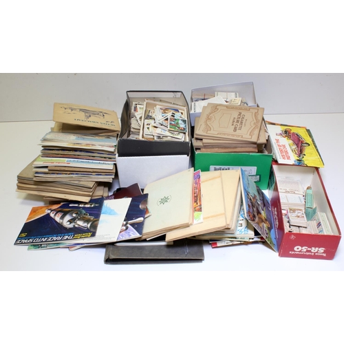 654 - Large box containing assortment of cards in sets (sets not checked), part sets, odds, albums, etc, w... 