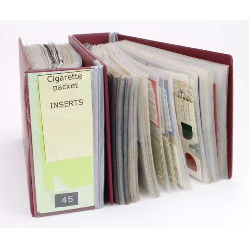 699 - Tobacco inserts & various, a large stock of items contained in 2 larger than normal albums, many ite... 