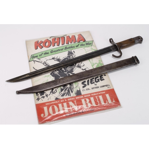 1034 - Japanese WW2 type 30 Arisaka bayonet with scabbard. With original showcard 'Kohima' One of the Great... 