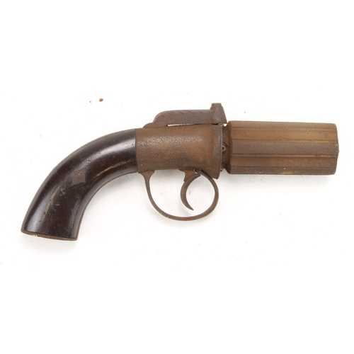 1062 - Revolver, an unmarked six shot percussion Pepperbox revolver, .32 cal, barrels 3