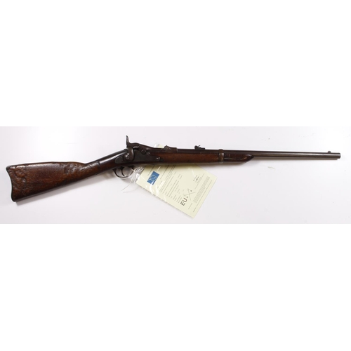 1074 - US Springfield Trapdoor Carbine, .45 Cal. Conversion from a US Springfield Civil War Percussion Musk... 