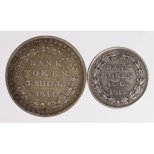 119 - Bank Tokens (2): Three Shillings 1811 nVF, and 18d 1814 VF