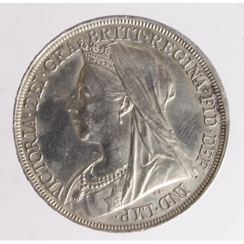 139 - Crown 1898 LXI (scarce) cleaned EF, scratch below date.