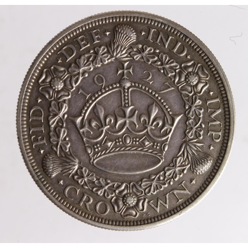 141 - Crown 1927 wreath, slightly impaired proof, toned nEF, small scratch.