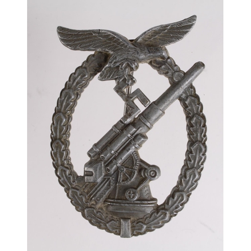 1457 - German Luftwaffe Flak badge, GB maker marked, part of Swastika lost on service