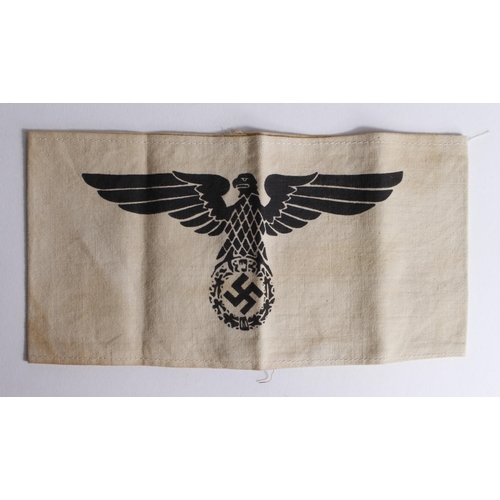 1487 - German Nazi cloth armband, with rubber stamp to reverse