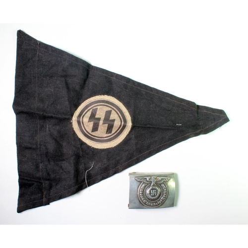 1564 - German SS pennant and SS belt buckle.