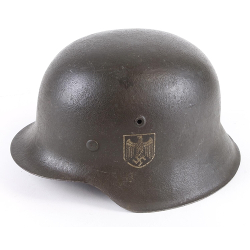 1567 - German steel Helmet a raw edge Whermacht single decal with liner, minor corrosion to fittings.