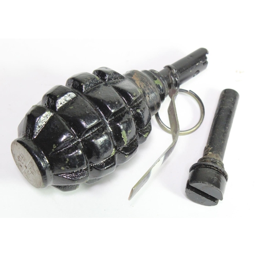 1631 - Grenade WW2 Russian F-1 pineapple hand grenade with filling plug deactivated.