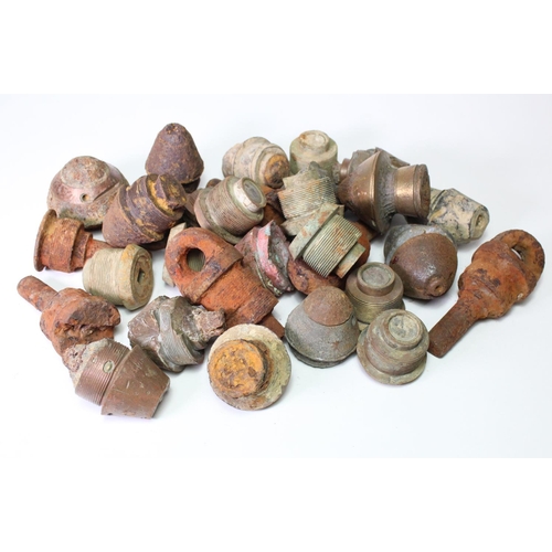 1955 - WW1 shell fuses and shell fuse plugs, two crates full found on the Somme battlefield. Large amount. ... 