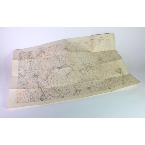 1970 - WW1 trench map Bellicurt trenches corrected 8-2-18 cotton backed in good condition.