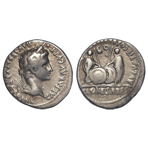 467 - Roman Imperial, Augustus silver denarius, Rome 7-6 BC, 3.58g, 19.5mm. Obv: CAESAR AVGVSTVS DIVI F PA... 