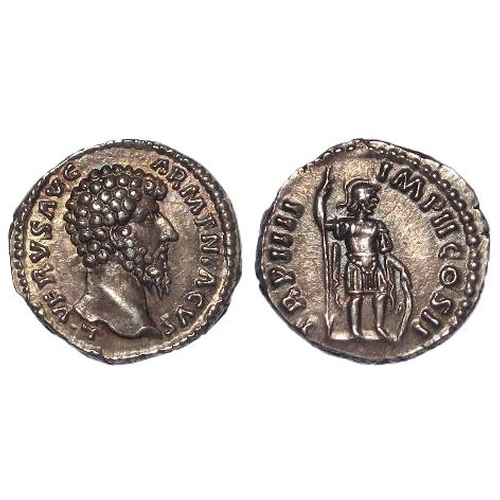 483 - Roman Imperial, Lucius Verus silver denarius, Rome 163-164 AD, 2.92g, 17mm, Mars type RIC 514, toned... 