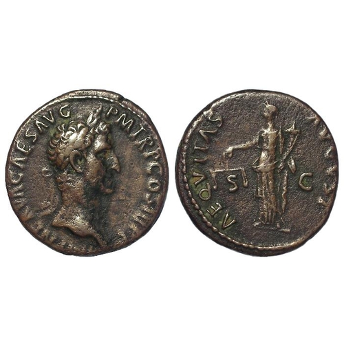 489 - Roman Imperial, Nerva AE As, Rome 97 AD, Aequitas reverse, RIC 77, GF/nVF