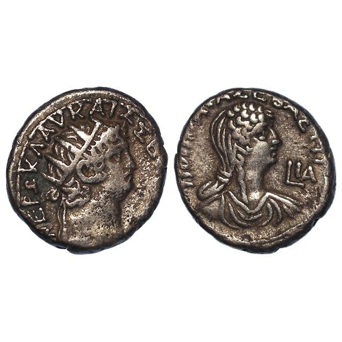 498 - Roman Provincial, Nero with Poppea billon tetradrachm, Alexandria, Egypt, year 11 (64-65 AD), 13.14g... 