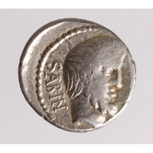 499 - Roman Republic, L. Titurius L.f. Sabinus silver denarius, Rome 89 BC, 3.71g, 18mm. Obv: Portrait of ... 