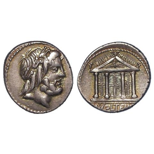 500 - Roman Republic, M. Volteius M.f. silver denarius, Rome 78 BC, 3.93g, 18mm. Obv: Laureate head of Jup... 