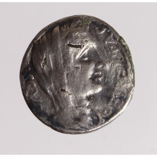 501 - Roman Republican Tyrannicide, Gaius Cassius Longinus (committed suicide 42 B.C.), plated silver dena... 