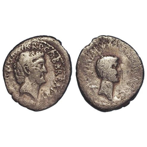 507 - Roman Triumviral, Mark Antony and Octavian silver denarius, travelling mint c.41 BC, 3.36g, 19.5mm. ... 