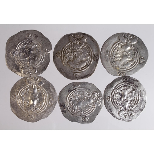 515 - Sassanian Silver Drachms (6) mixed grade.