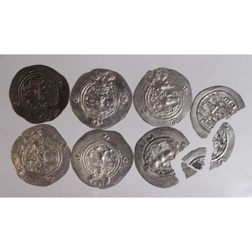 516 - Sassanian Silver Drachms (7) mixed grade, two broken.