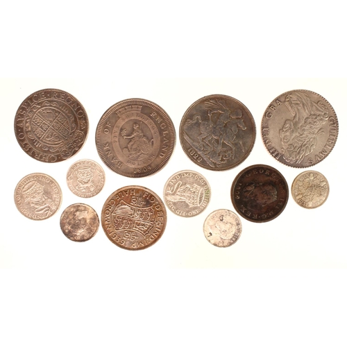 573 - GB Coins (12) 19th-20thC including silver, the four crown-size pieces are base metal copies.