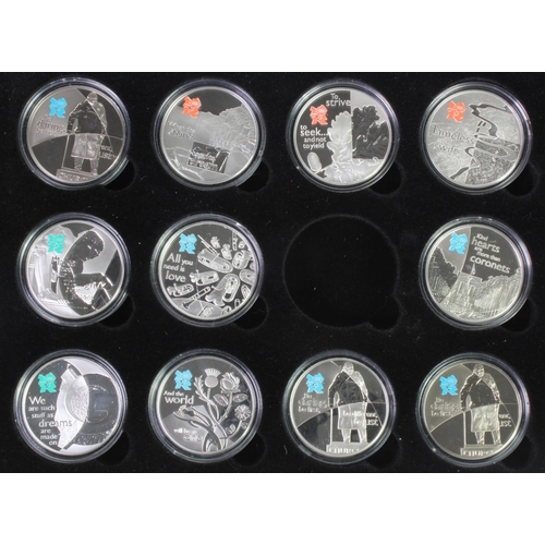 624 - GB Five Pounds (11) all with different reverses and depicting the Olympic logo and dated 2010. Silve... 