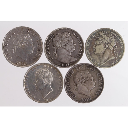 637 - GB Halfcrowns (5): 1817 