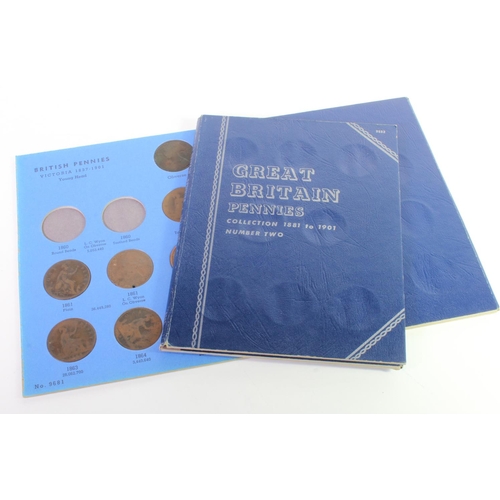 661 - GB Pennies housed in two Whitman Folders: 1860 to 1880 (missing a few), and 1881 to 1901 (complete),... 