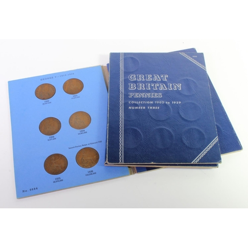 662 - GB Pennies housed in two Whitman Folders: 1902 to 1929, and 1930 to 1966, these complete, from circu... 