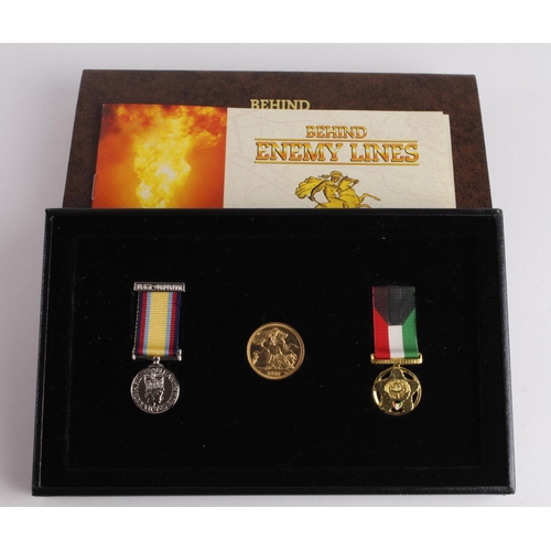 72 - Sovereign 1980 EF, housed with two replica miniature medals in a set called 'Behind Enemy Lines, Gul... 