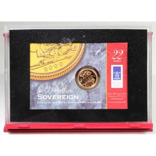 78 - Sovereign 2000 BU on Royal Mint card, housed in an Innovative Foods Ltd presentation case, probably ... 