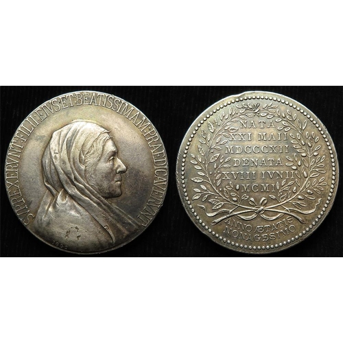 842 - British Commemorative Medal, unmarked silver d.42.5mm, 46.95g: Death of Frances Caroline Huth, née M... 
