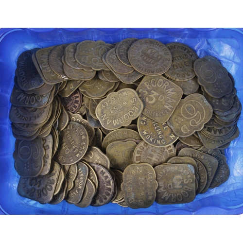 855 - Checks, brass, quantity of S. Boorman, Send Farm, Woking various, mixed grade.