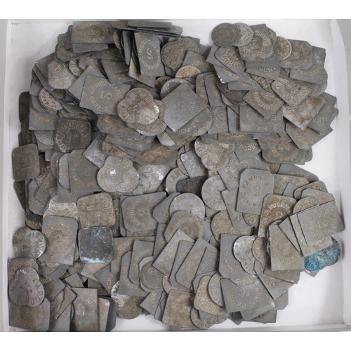 856 - Checks, zinc or tin, large quantity of S. Boorman, Send Farm, Woking various, mixed grade.