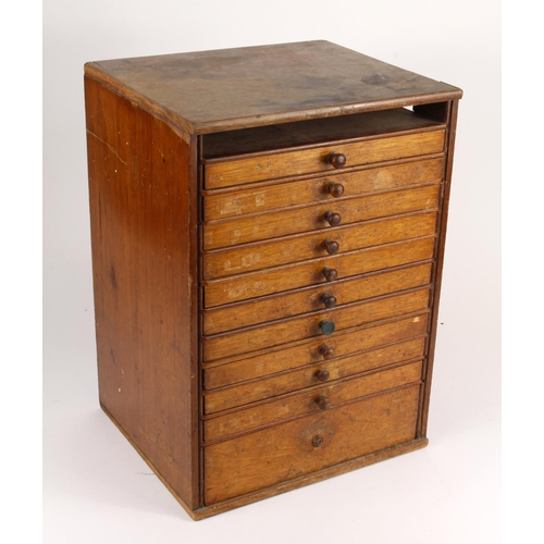 863 - Collecting Cabinet, 43cm tall, wooden, 11 drawers, missing the top 12th drawer and the bottom handle... 