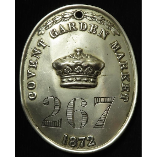 867 - Covent Garden Market 1872 large white metal Porter's Arm Badge No. 267