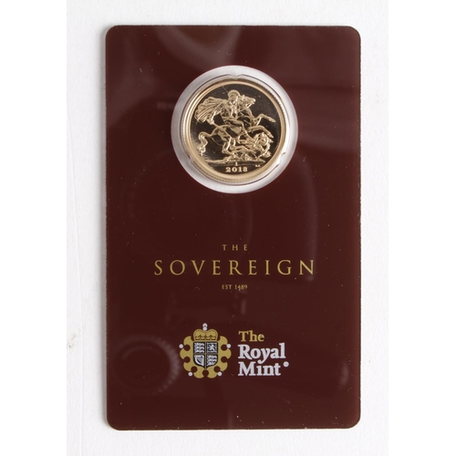 87 - Sovereign 2018 BU in a Royal mint card