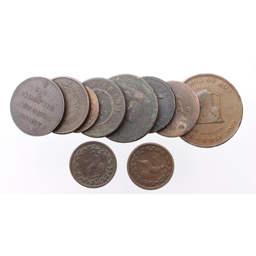 955 - Tokens, 19thC copper (10) Halfpennies to Pennies and larger, mixed grade, noted Birmingham Workhouse... 