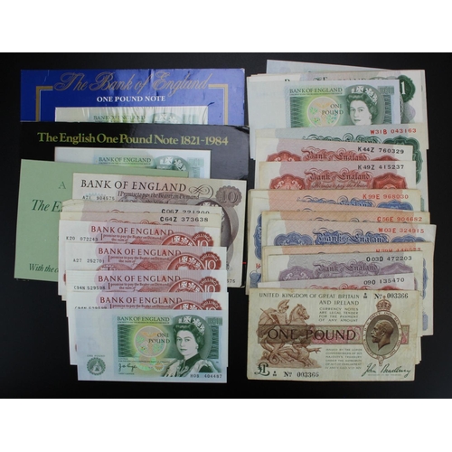 20 - Bank of England & Treasury (39), Treasury (1) Bradbury 1 Pound (T16) with nice number B/90 003366, r... 