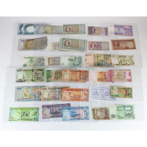 582 - World (430+), mixed world banknotes in album sleeves including Germany, UAE, Maldives, Ghana, France... 