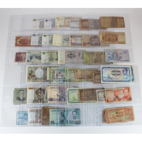 582 - World (430+), mixed world banknotes in album sleeves including Germany, UAE, Maldives, Ghana, France... 