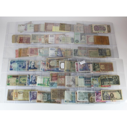 582 - World (430+), mixed world banknotes in album sleeves including Germany, UAE, Maldives, Ghana, France... 