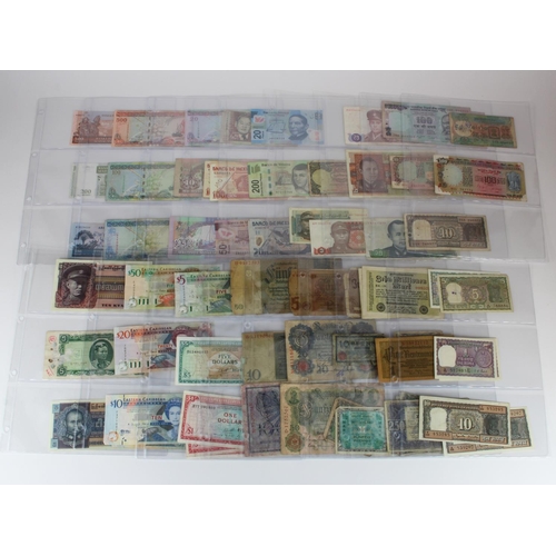 582 - World (430+), mixed world banknotes in album sleeves including Germany, UAE, Maldives, Ghana, France... 