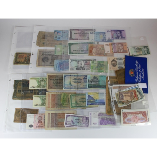 582 - World (430+), mixed world banknotes in album sleeves including Germany, UAE, Maldives, Ghana, France... 