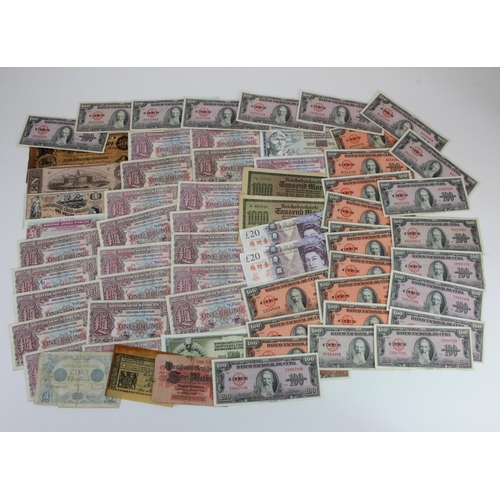 583 - World (450+), box of mixed world banknotes including Germany, Brazil, Poland, Cuba, British Military... 