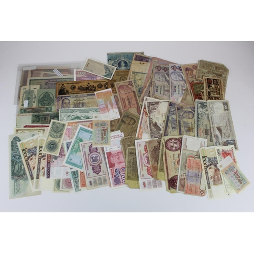 583 - World (450+), box of mixed world banknotes including Germany, Brazil, Poland, Cuba, British Military... 