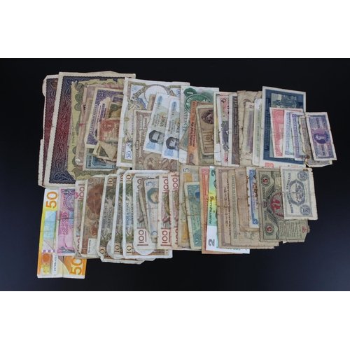 584 - World (68), a collection of lower grade and damaged notes with some interesting notes seen, includin... 