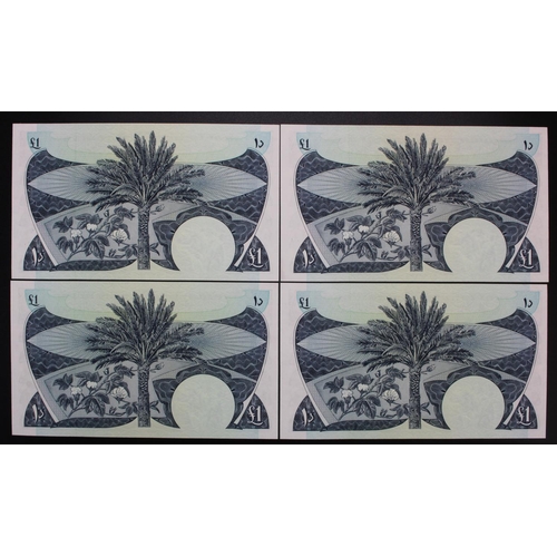 599 - Yemen Democratic Republic 1 Dinar (4) issued 1965, 2 x consecutively numbered pairs serial F756416 &... 