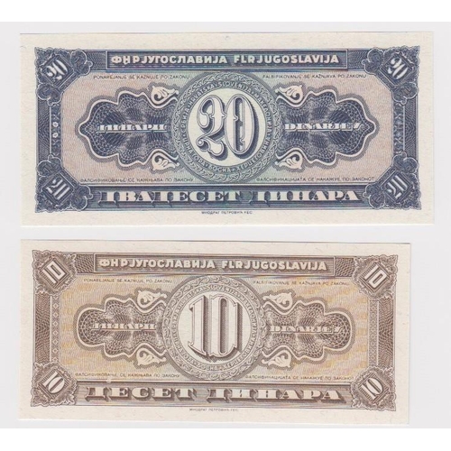 604 - Yugoslavia (2), a pair of REVERSE PROOFS from the unissued design of 1951, 10 Dinara and 20 Dinara (... 